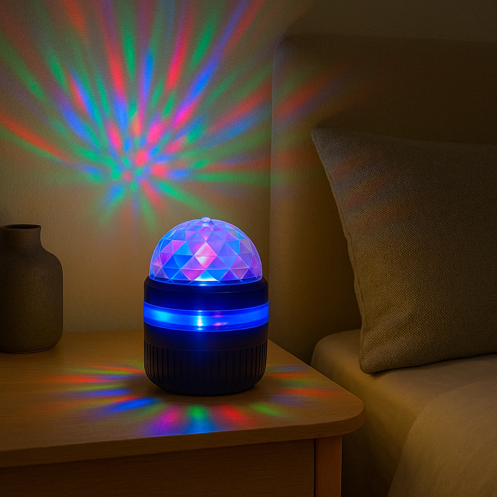 MINI FOCO LED RGB GIRATORIO BOLICHERO *