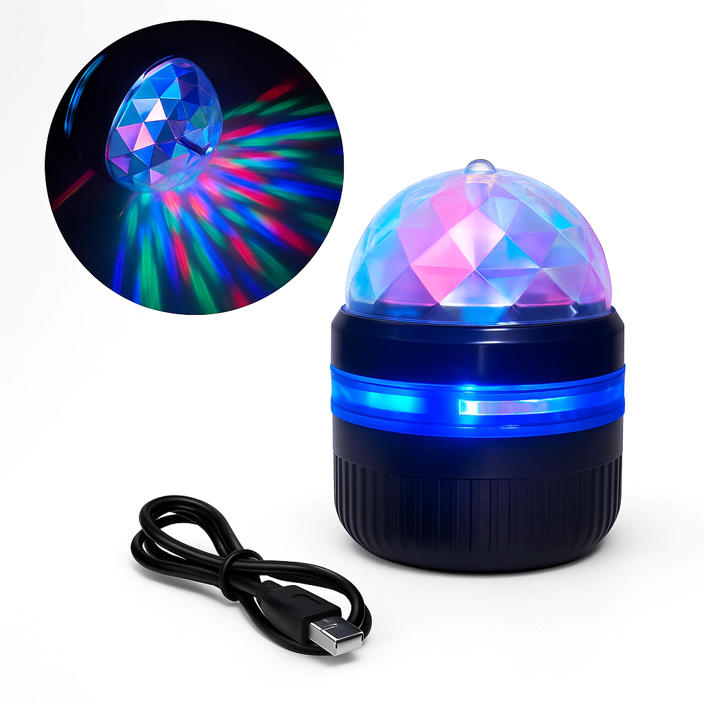MINI FOCO LED RGB GIRATORIO BOLICHERO *