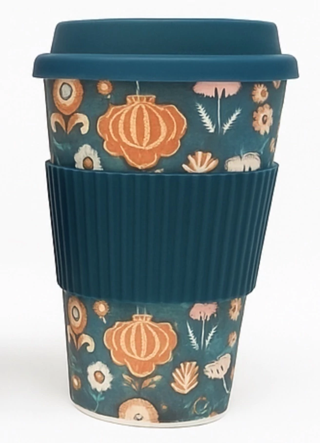 VASO DE BAMBU C/TAPA Y AGARRE DE SILIC 450 cc (especial)