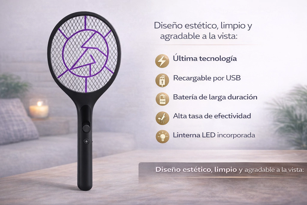 Raqueta mata mosquitos a pila