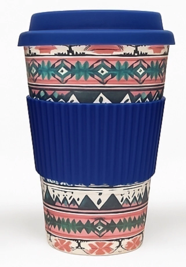 VASO DE BAMBU C/TAPA Y AGARRE DE SILIC 450 cc (especial)
