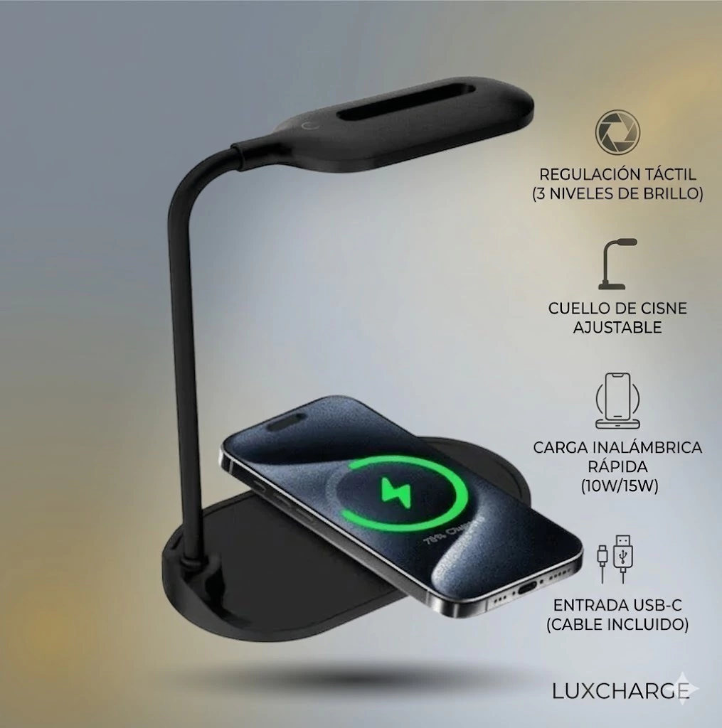 LAMPARA C/ CARGA INALÁMBRICA - NEGRO