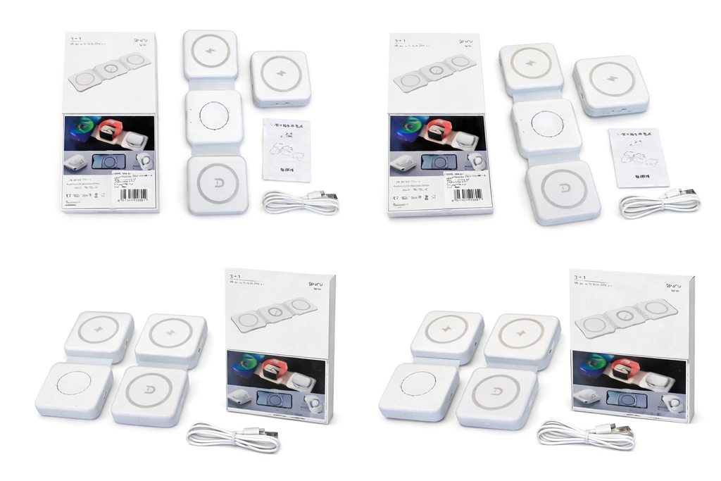 CARGADOR INALAMBRICO 3 EN 1 USB