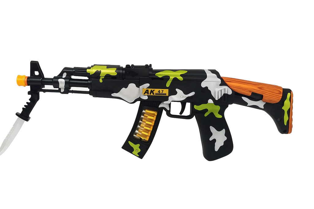 RIFLE CAMUFLADO CON LUZ Y SONIDO + CUCHILLA